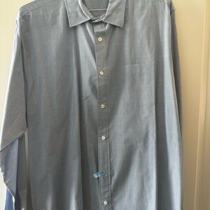 Faherty Light Blue Cotton Casual Button Down Shirt with pink pattern